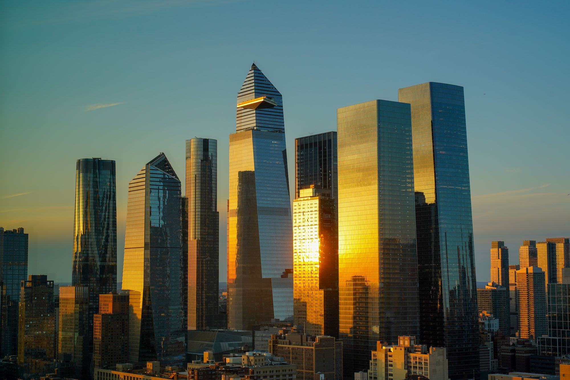 Sunlight reflecting from Manhattan’s skyscrapers in New York City